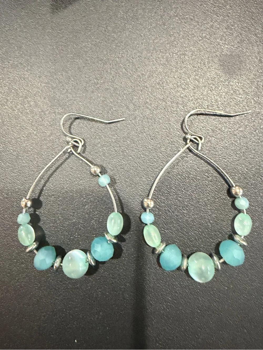 Avon Women’s Summer Aqua Sorbet Beaded Teardrop Hoop Earrings